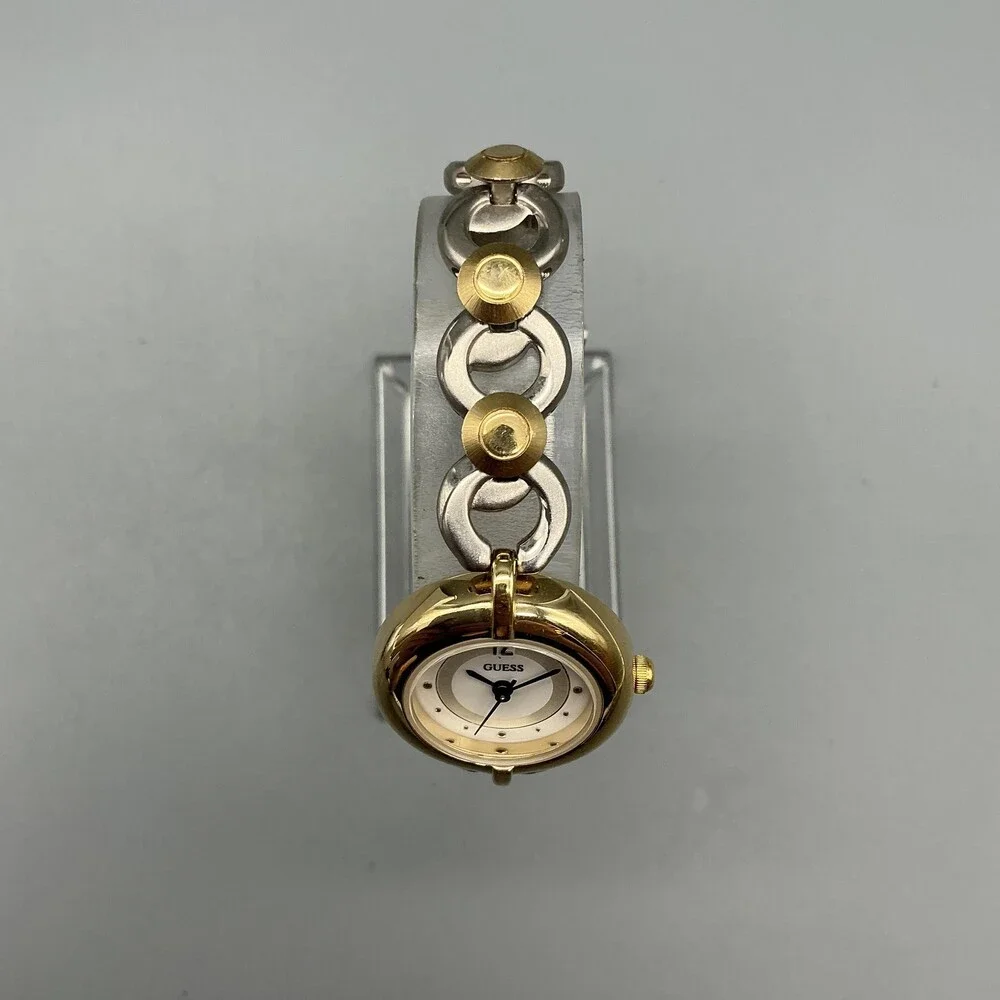 Guess Womens Watch Cream Dial Two Tone Stainless Bracelet New Battery 7